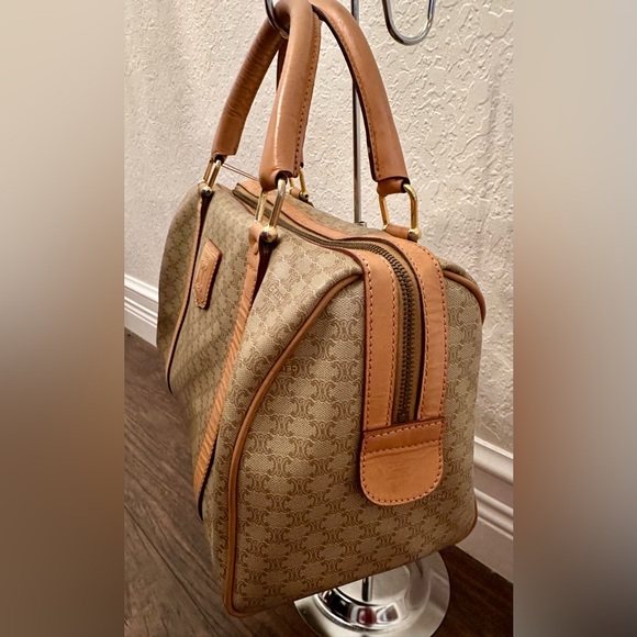 Celine Macadam Boston Bag Beige / Light Brown Coated Canvas - Picture 8 of 16